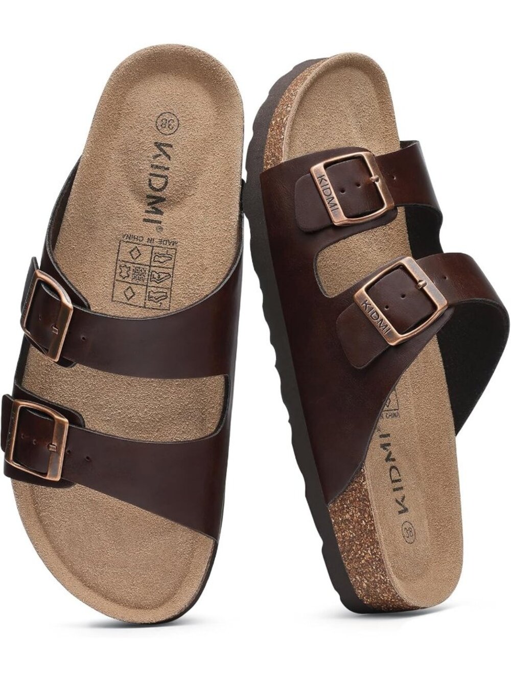 Kidmi Unisex Dark Brown Oily Arch Support Cork Footbed Slide Summer Sandal